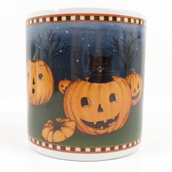 Two Vintage Halloween Mugs 2002 David Carter Brown Pumpkin Hollow Series Sakura - Picture 4 of 12